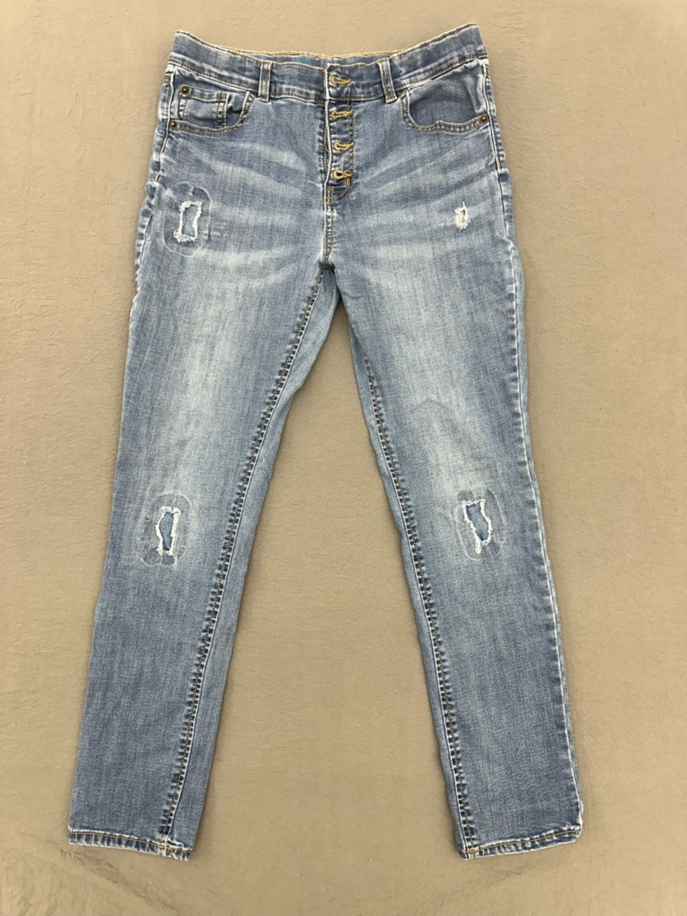 There Abouts Big Kids Size 16 Light Blue Distressed High Rise Button-Fly Jeans